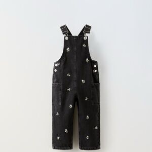 Zara denim overalls, embroidered